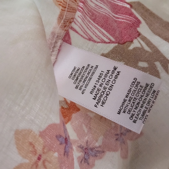 WAYF‎ NWT Pink Tropical Floral Button Shirt Linen Blend Women's M - Picture 6 of 12